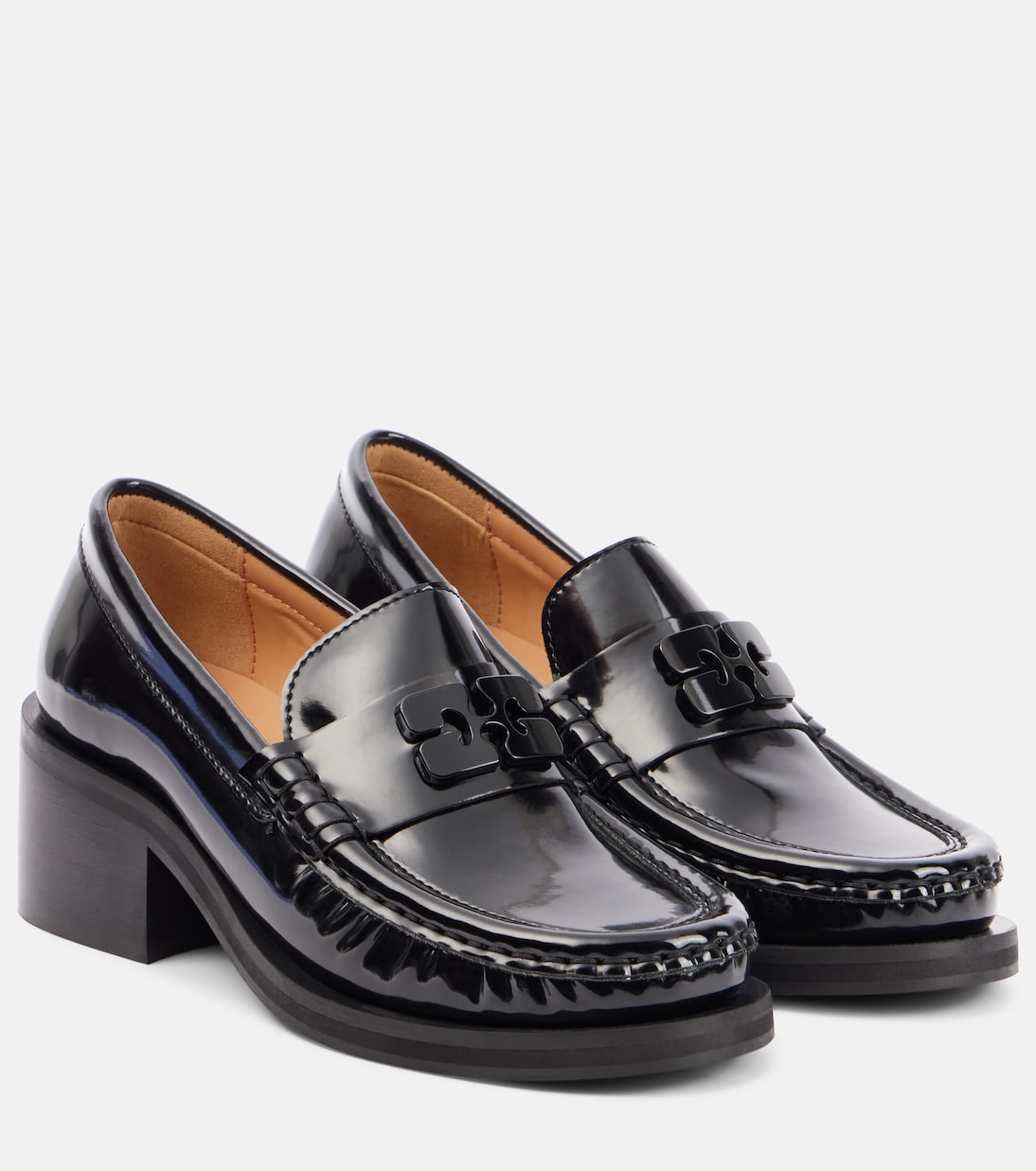Pumps mocassino in pelle con logo | Ganni