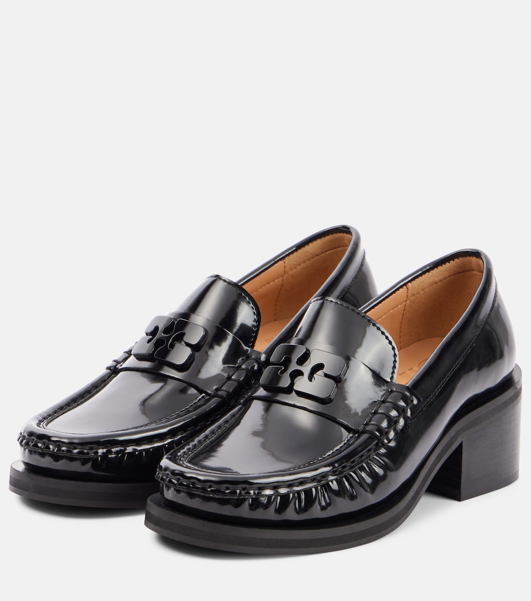 Pumps mocassino in pelle con logo | Ganni