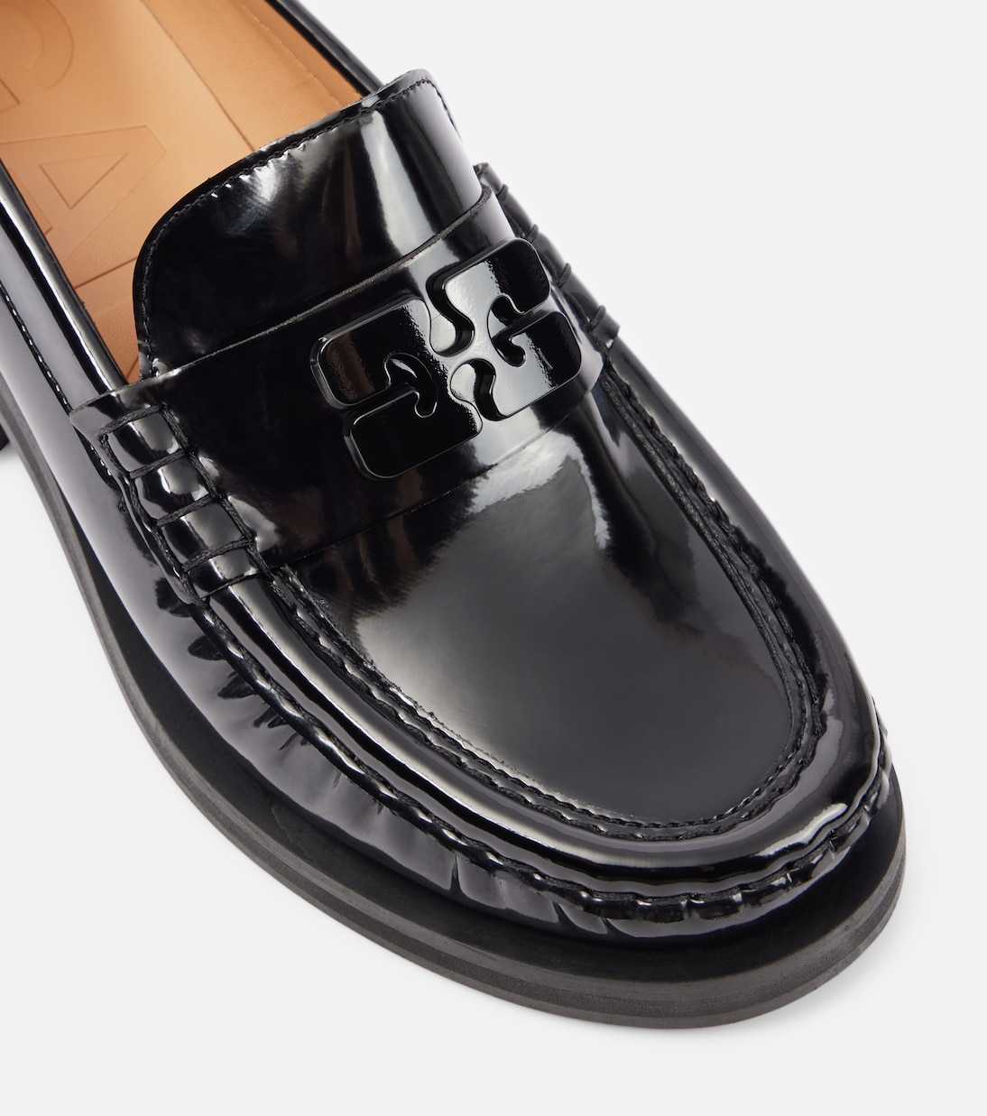 Pumps mocassino in pelle con logo | Ganni