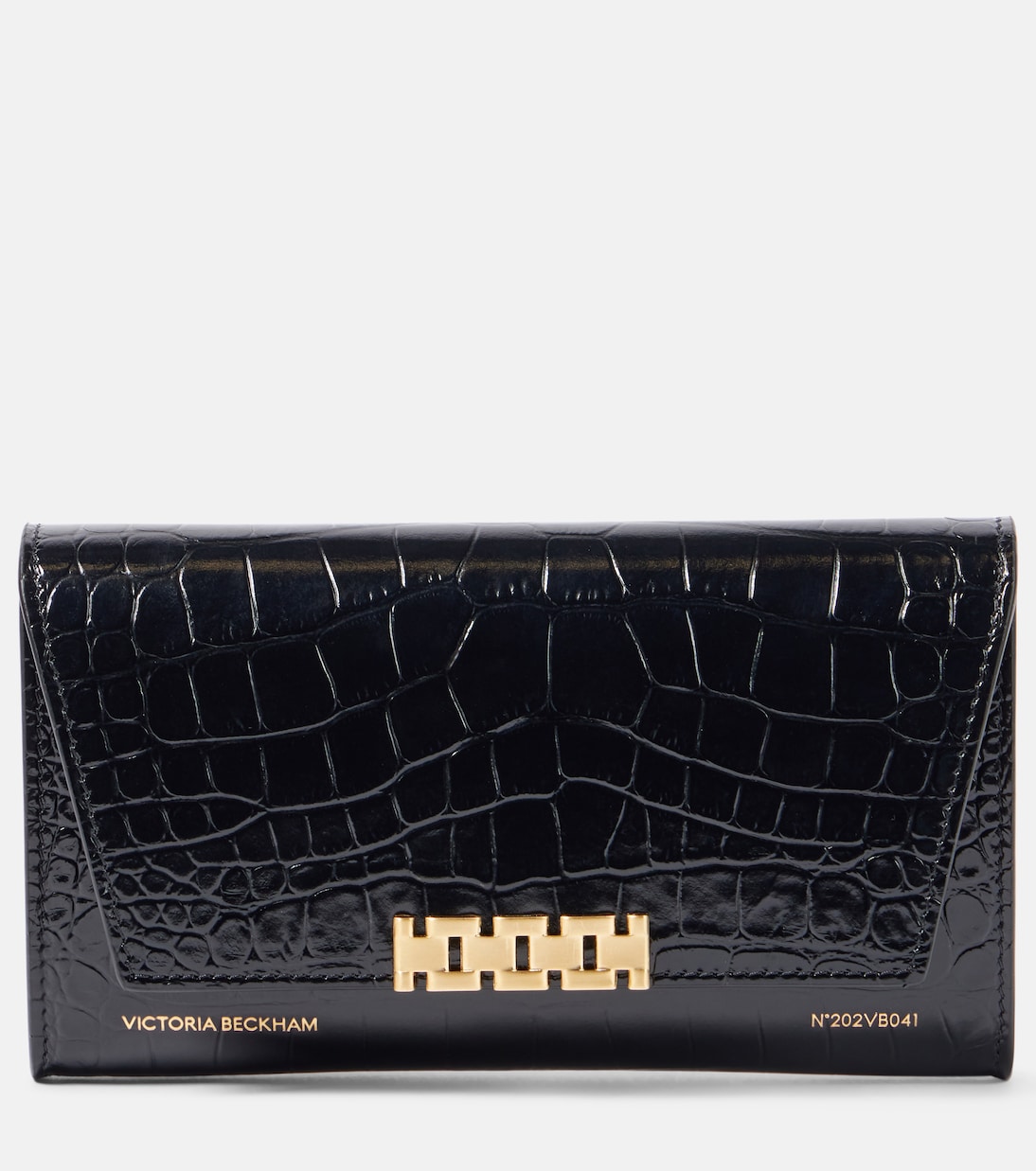 Croc-effect leather wallet on chain | Victoria Beckham