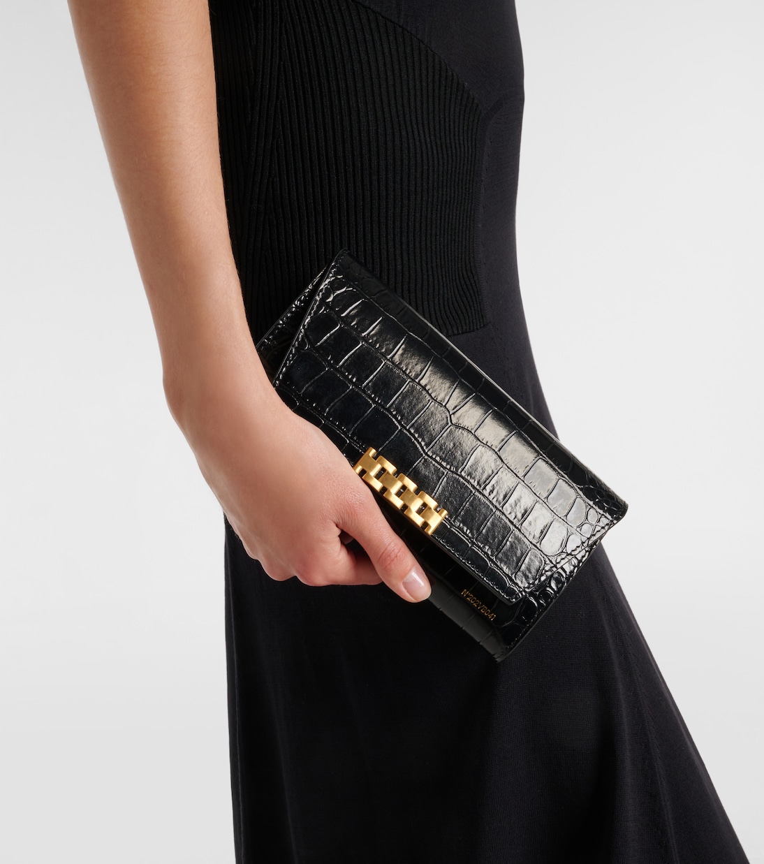 Croc-effect leather wallet on chain | Victoria Beckham