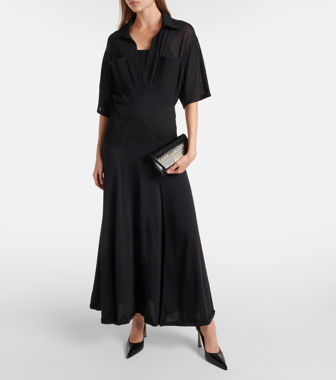 Croc-effect leather wallet on chain | Victoria Beckham