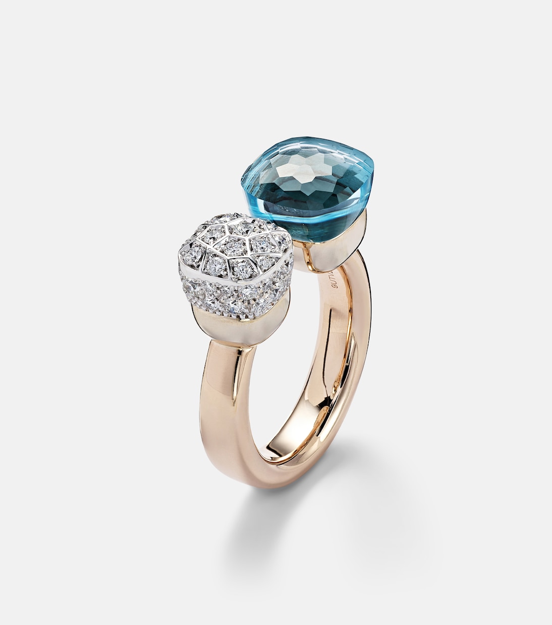 Bague Nudo en or blanc et or rose 18 ct, topaze et diamants | Pomellato