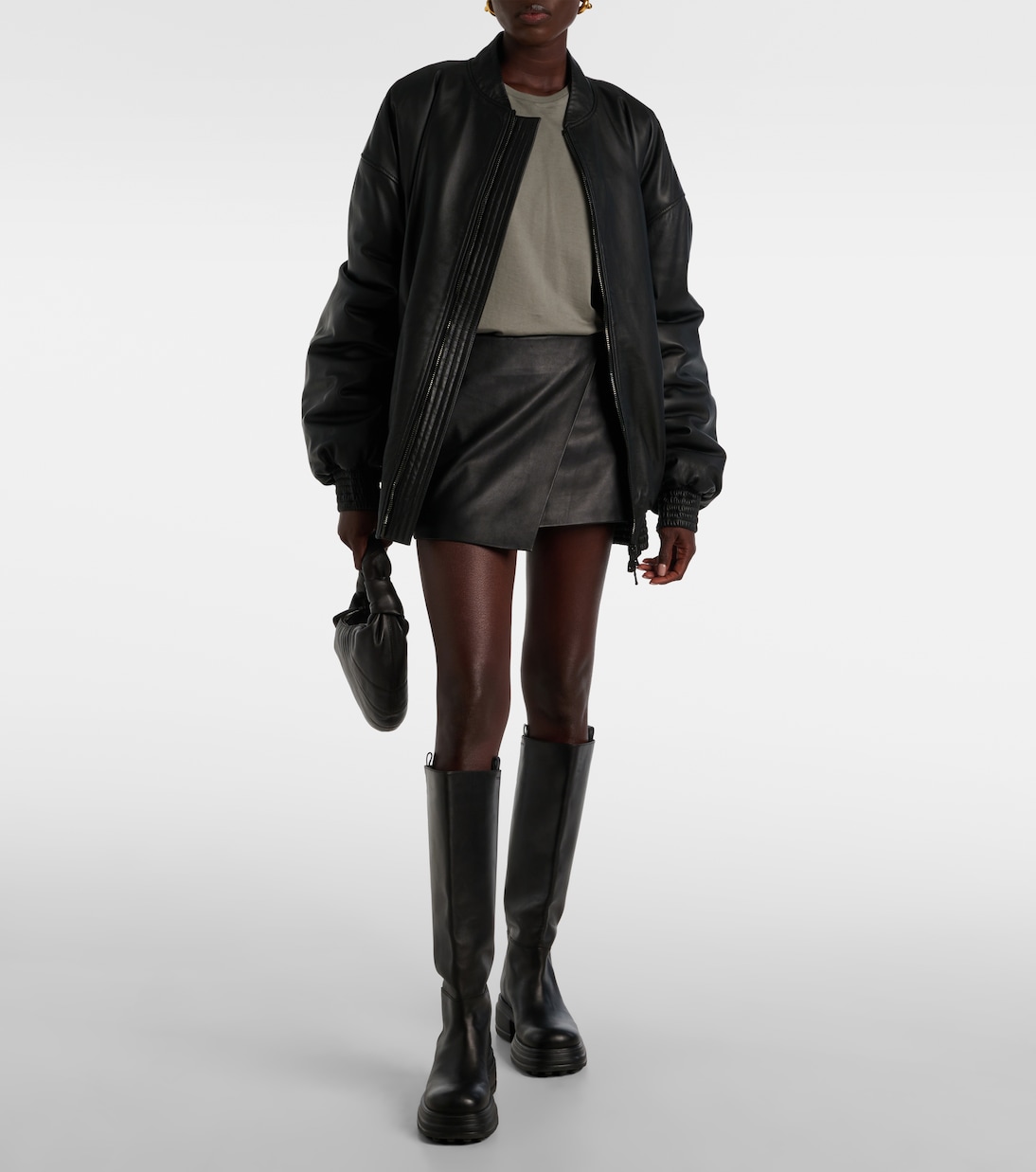Jupe portefeuille Cleo en cuir | The Frankie Shop