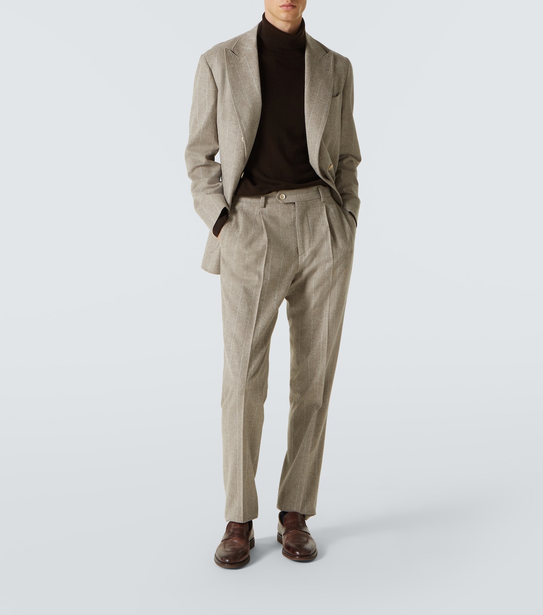 Striped wool and cashmere suit | Brunello Cucinelli