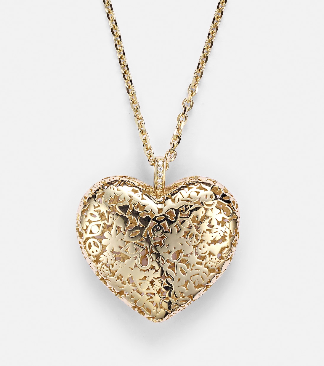 Collier Puffy Icon Wallpaper Heart en or 14 ct et diamants | Sydney Evan