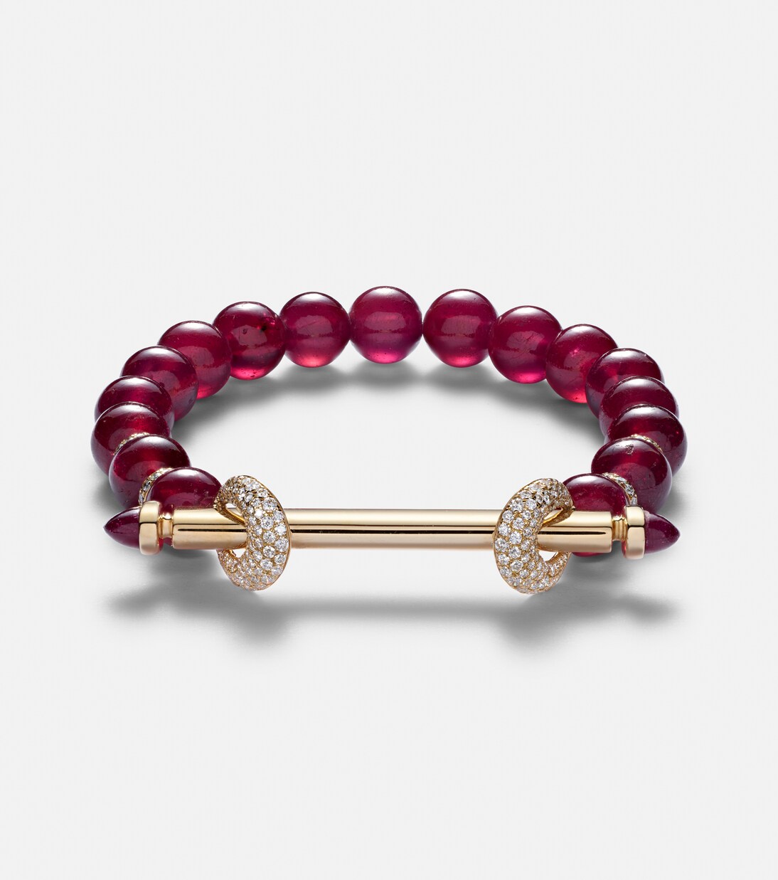 Bracciale in oro 18kt ANANYA Chakra con diamanti e rubini, design moderno per giovani trendsetter