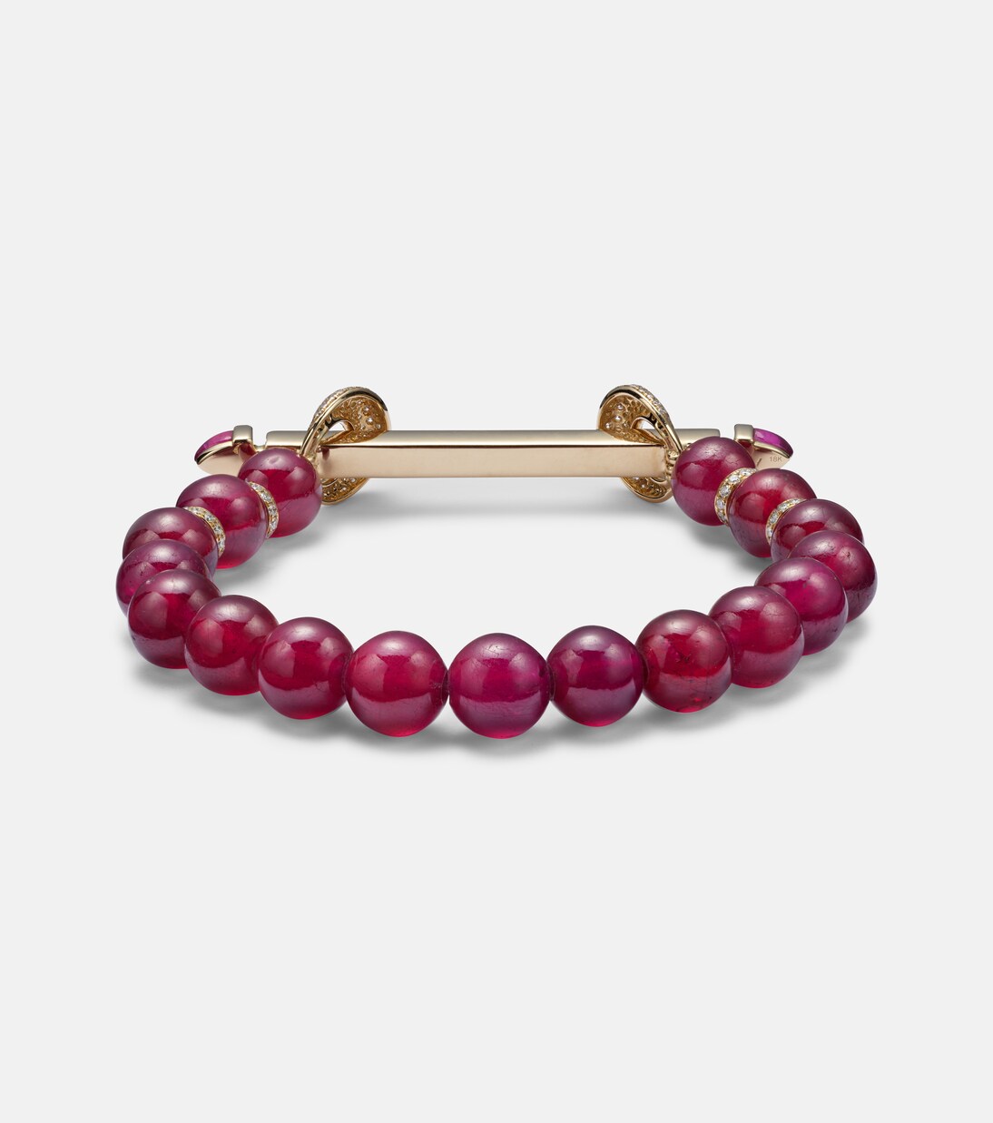 Bracciale in oro 18kt ANANYA Chakra con diamanti e rubini, design moderno per giovani trendsetter