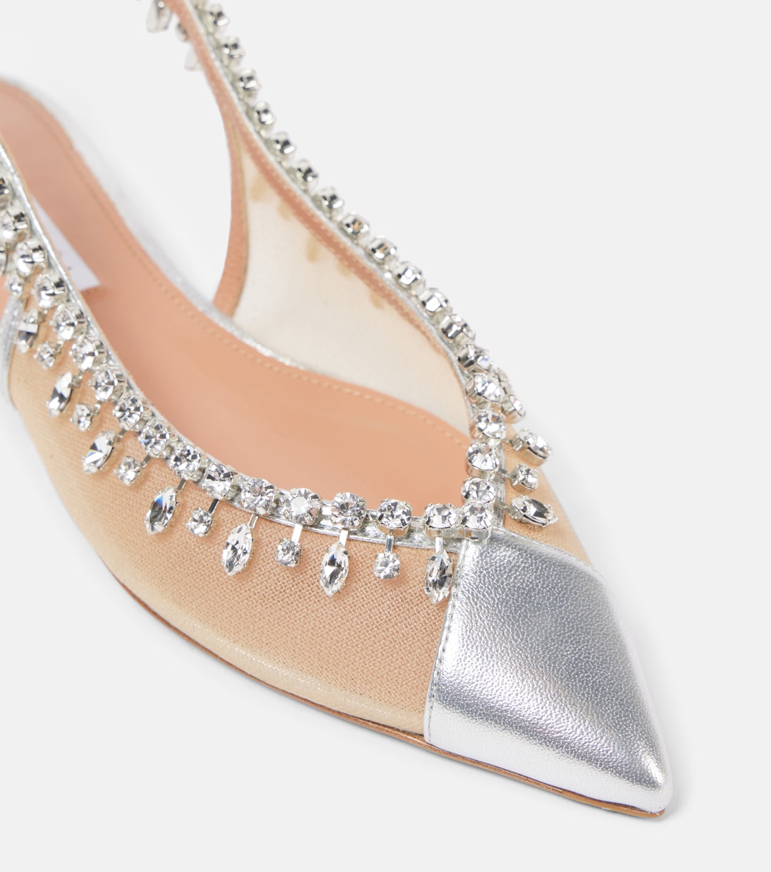 Ballerine slingback Temptation Crystal in mesh | Aquazzura