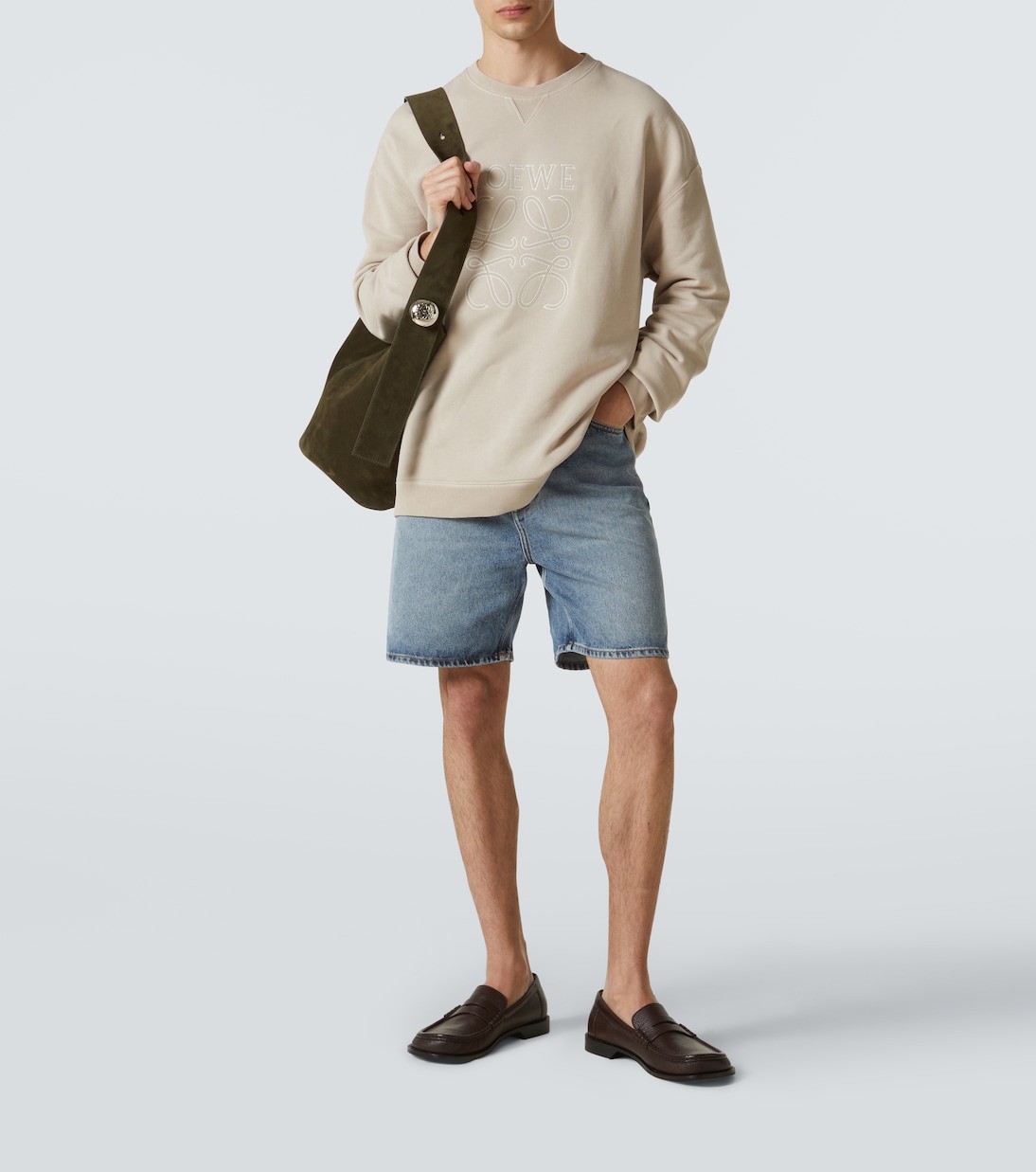 Jeansshorts mit Leder | Loewe