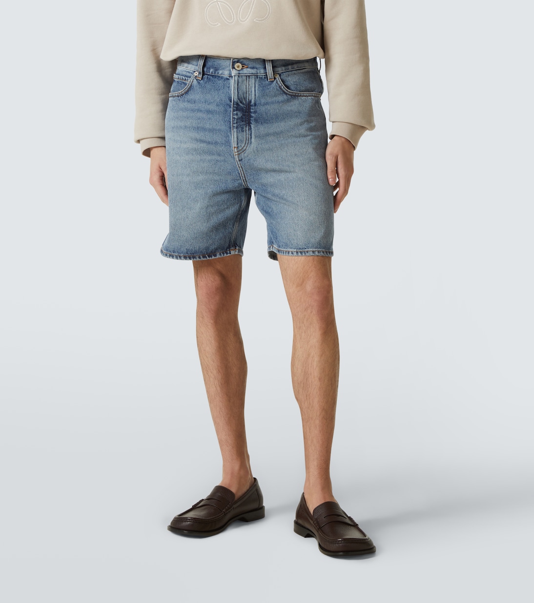 Jeansshorts mit Leder | Loewe