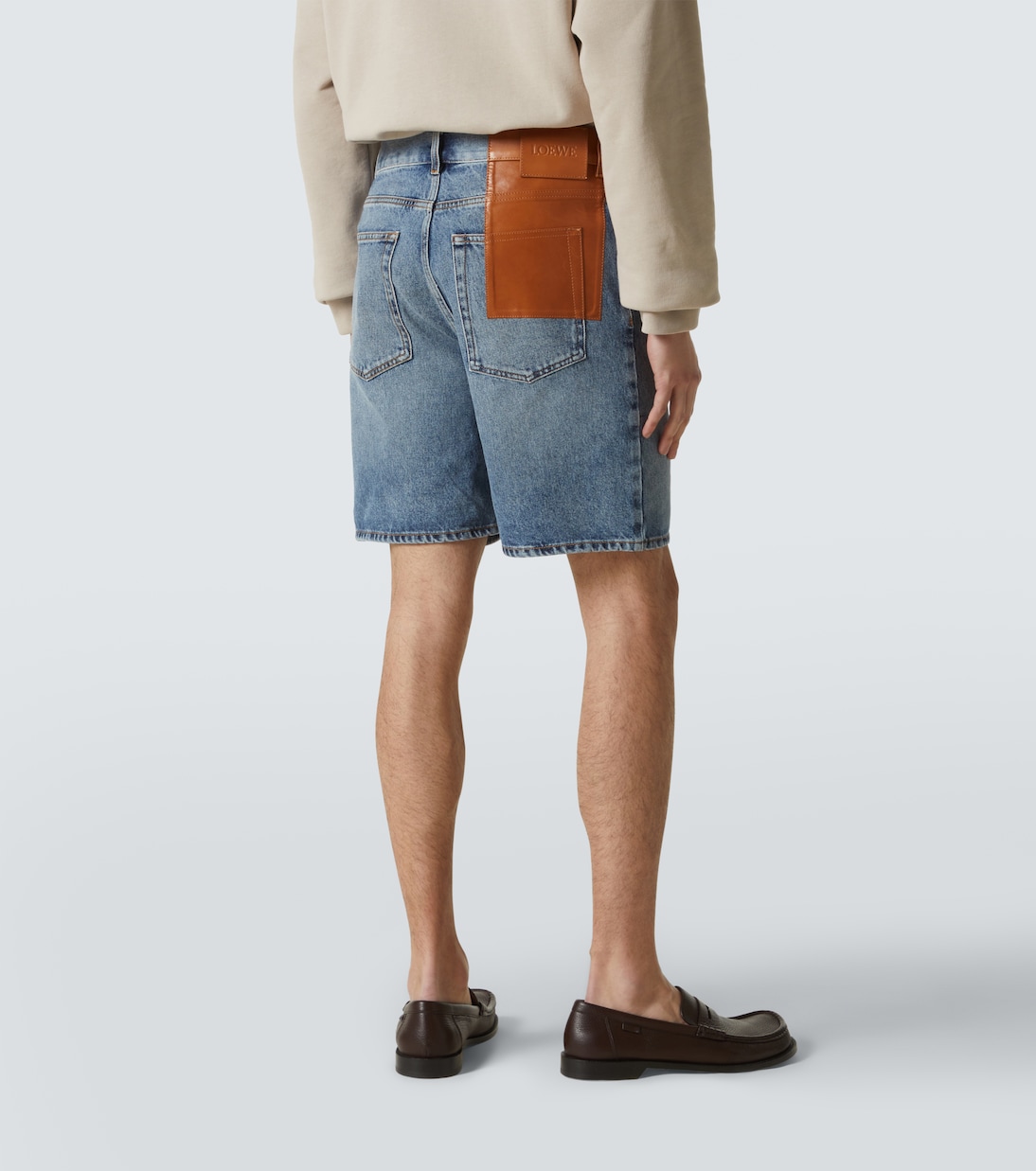 Jeansshorts mit Leder | Loewe