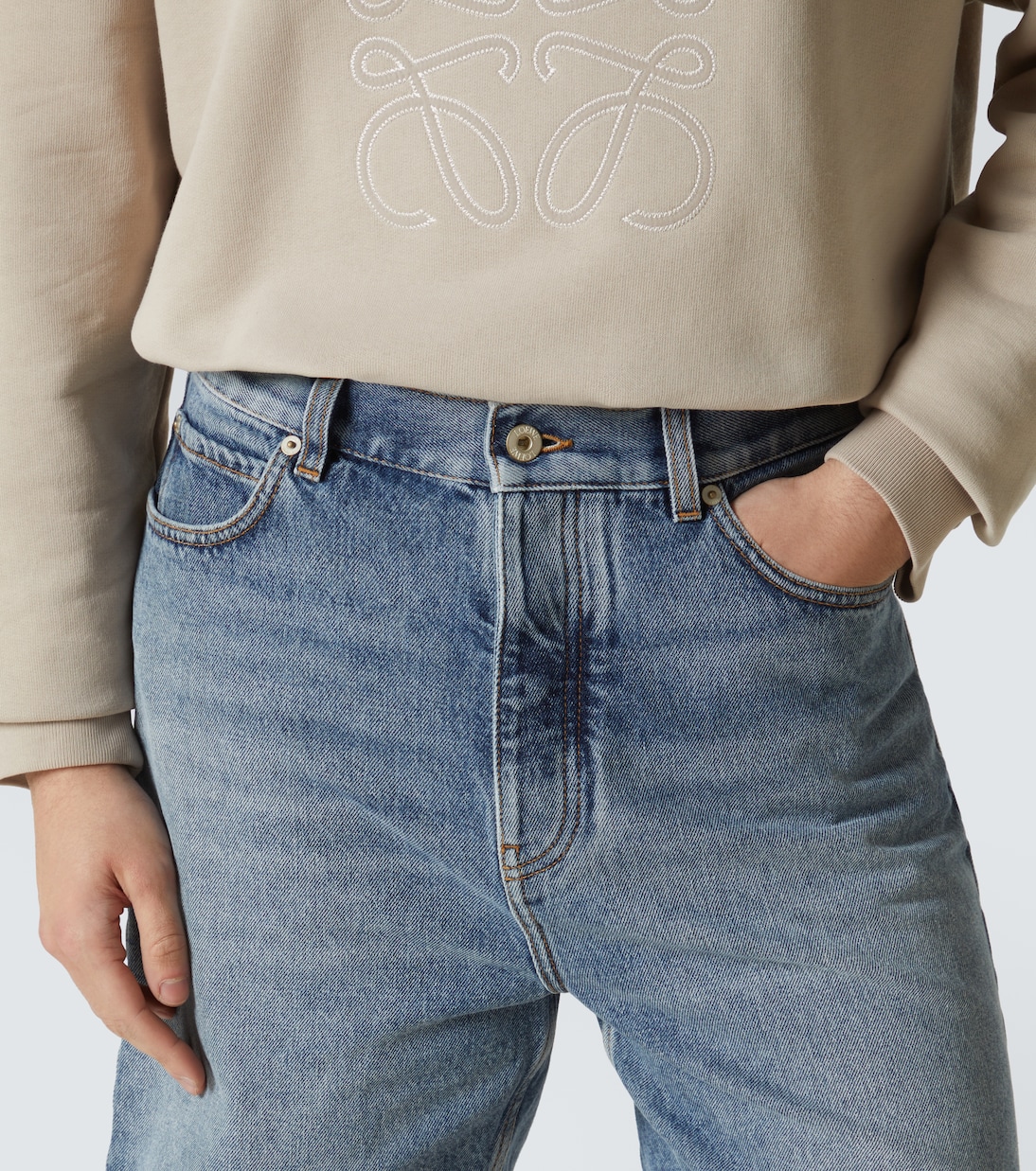 Jeansshorts mit Leder | Loewe