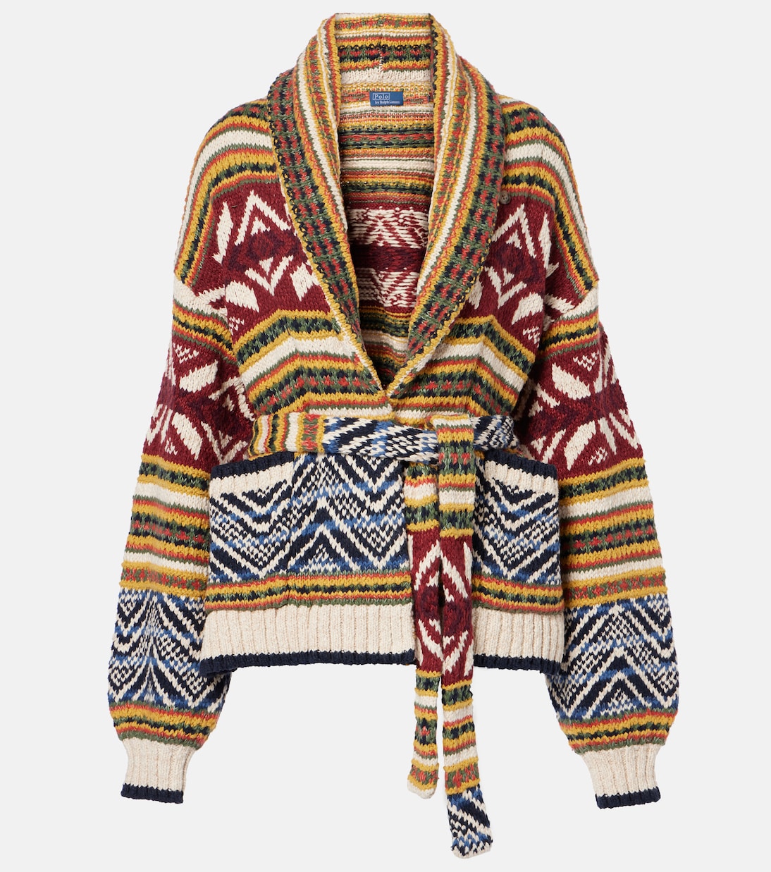 Cardigan in jacquard di cotone, lino e lana | Polo Ralph Lauren
