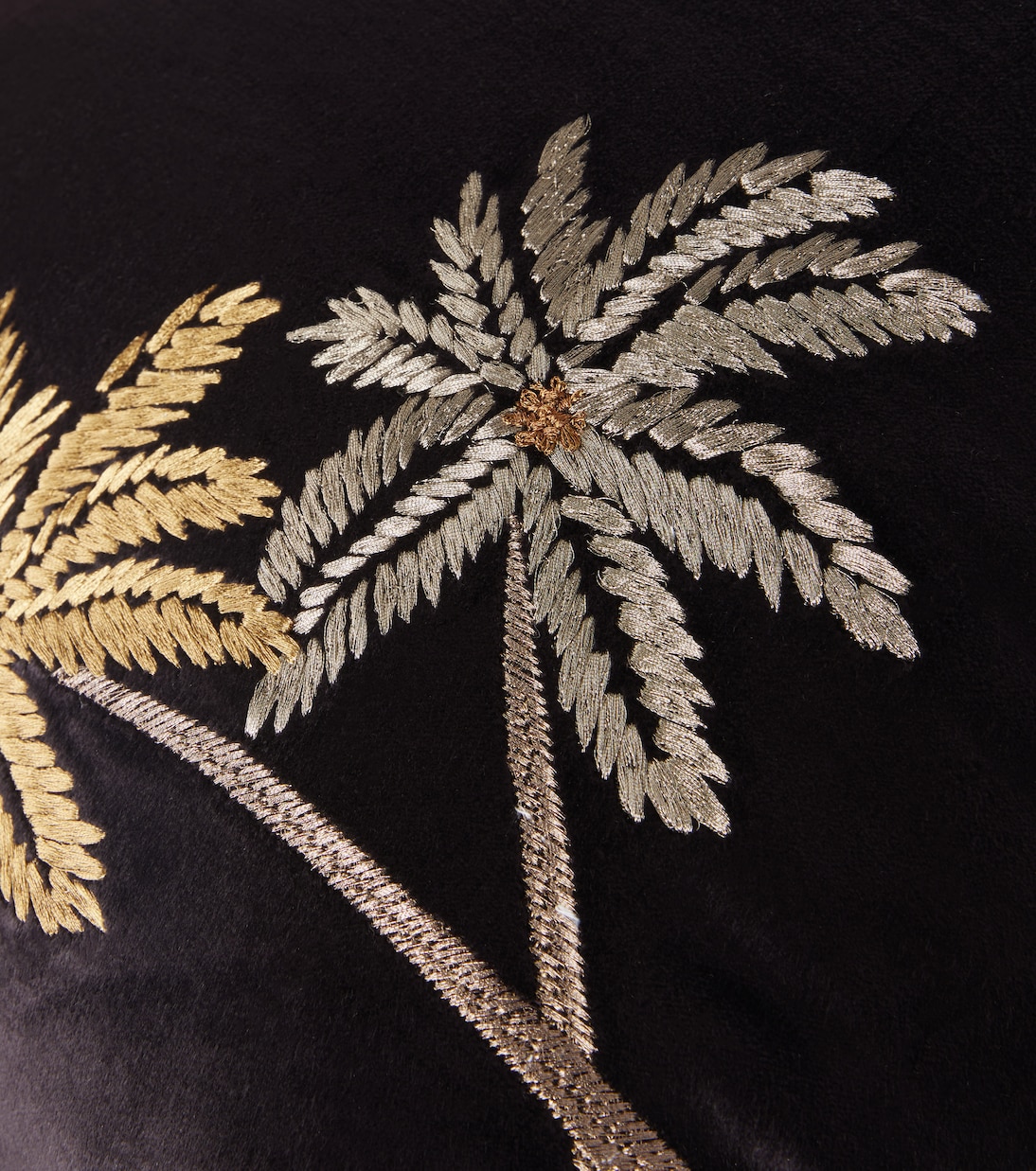 Palms embroidered velvet cushion | Les-Ottomans