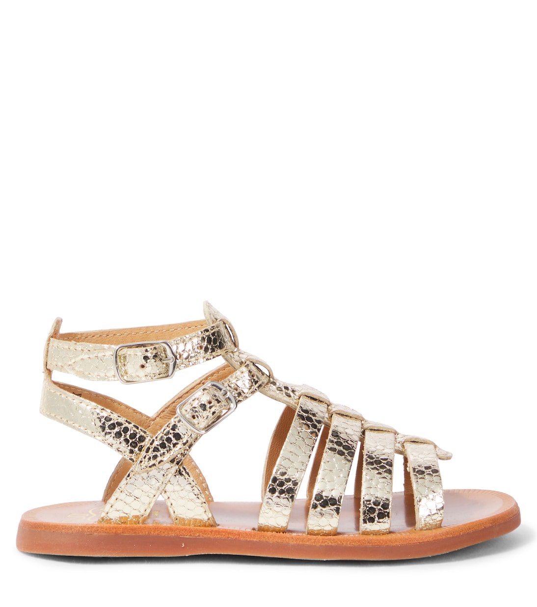 Sandalen Plagate Gladiator aus Metallic-Leder | Pom d'Api