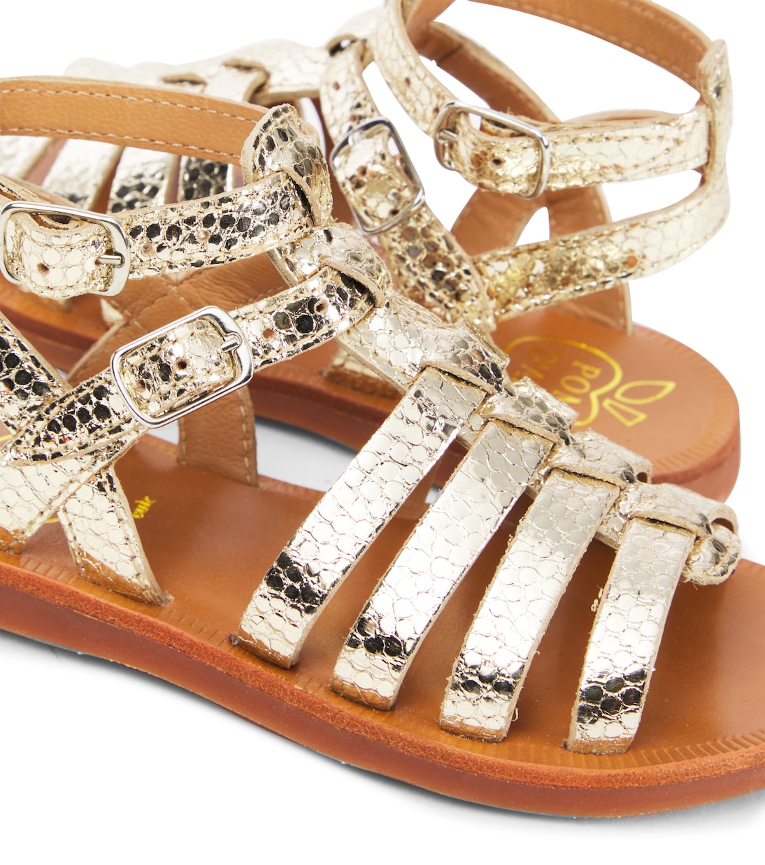 Sandalen Plagate Gladiator aus Metallic-Leder | Pom d'Api