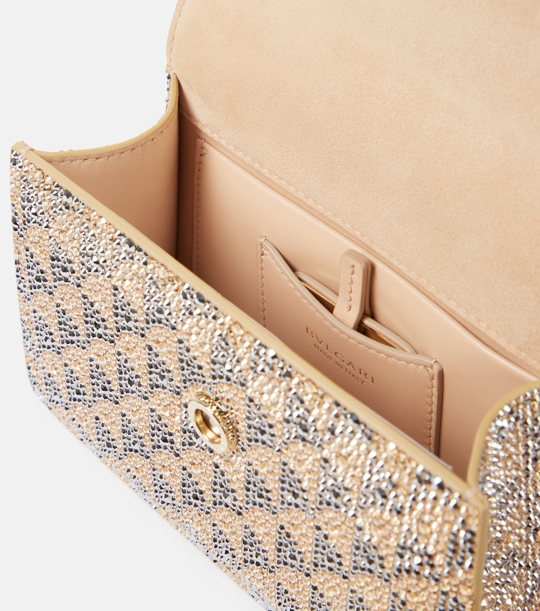 Borsa Serpenti Forever in suede con cristalli | Bvlgari