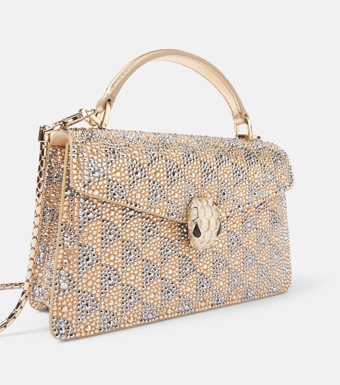 Borsa Serpenti Forever in suede con cristalli | Bvlgari