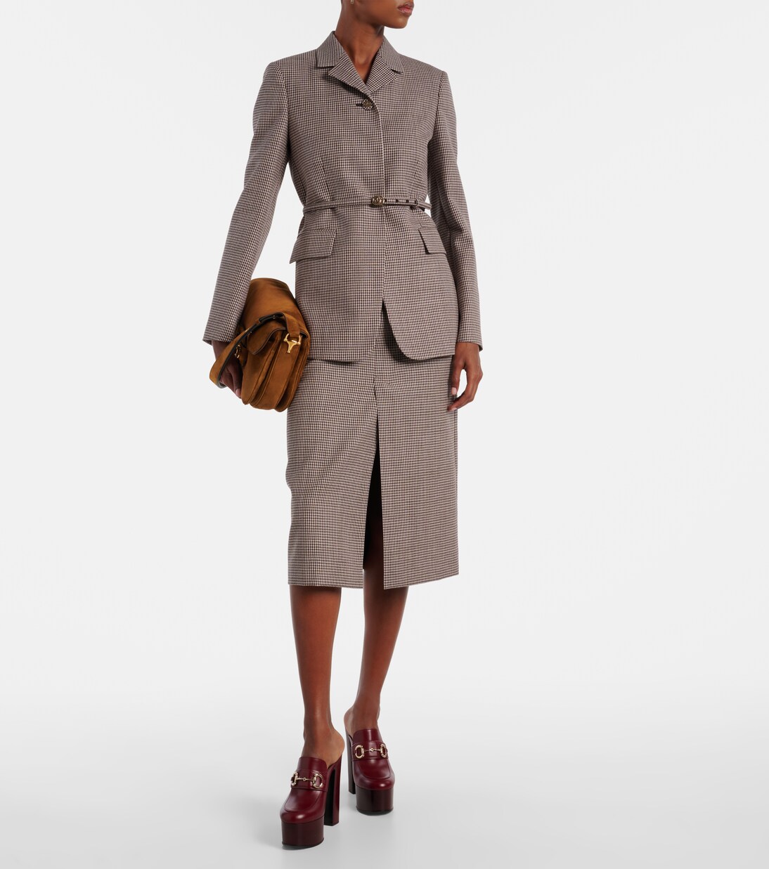 Blazer Double G en laine à carreaux | Gucci