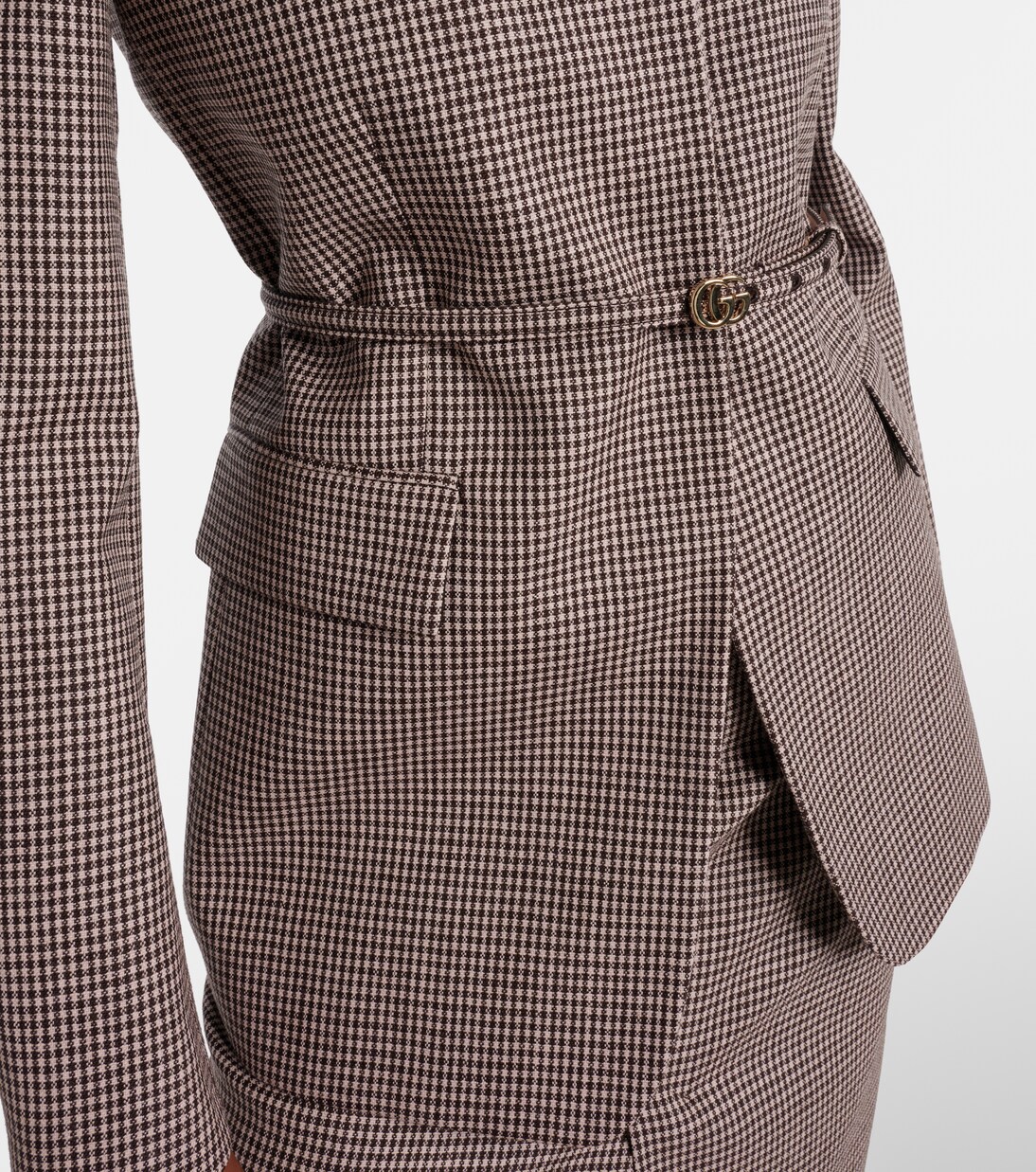 Blazer Double G en laine à carreaux | Gucci