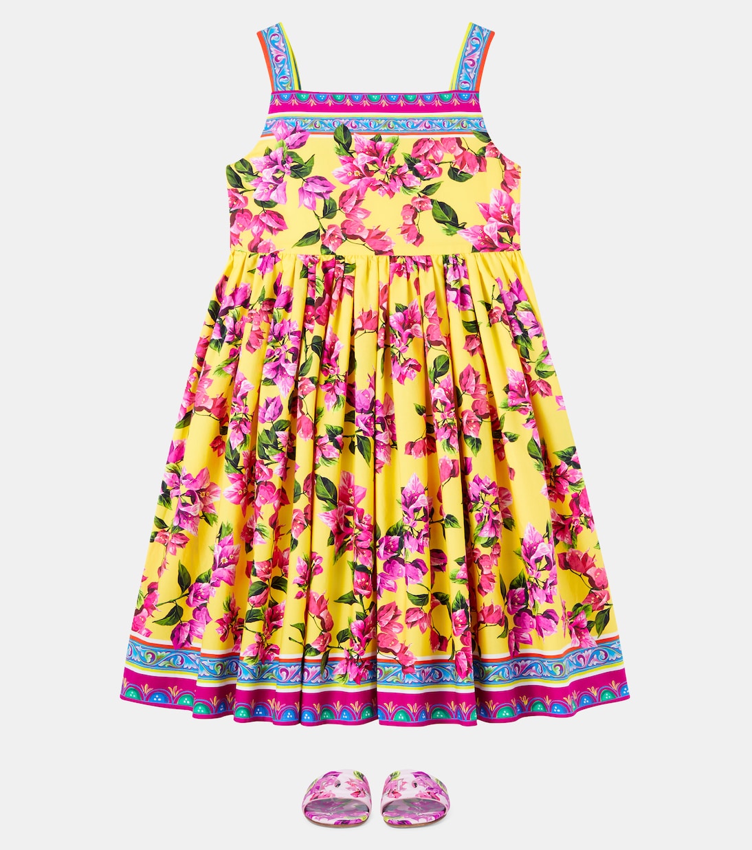 Abito Taormina in cotone con stampa floreale | Dolce&Gabbana Kids