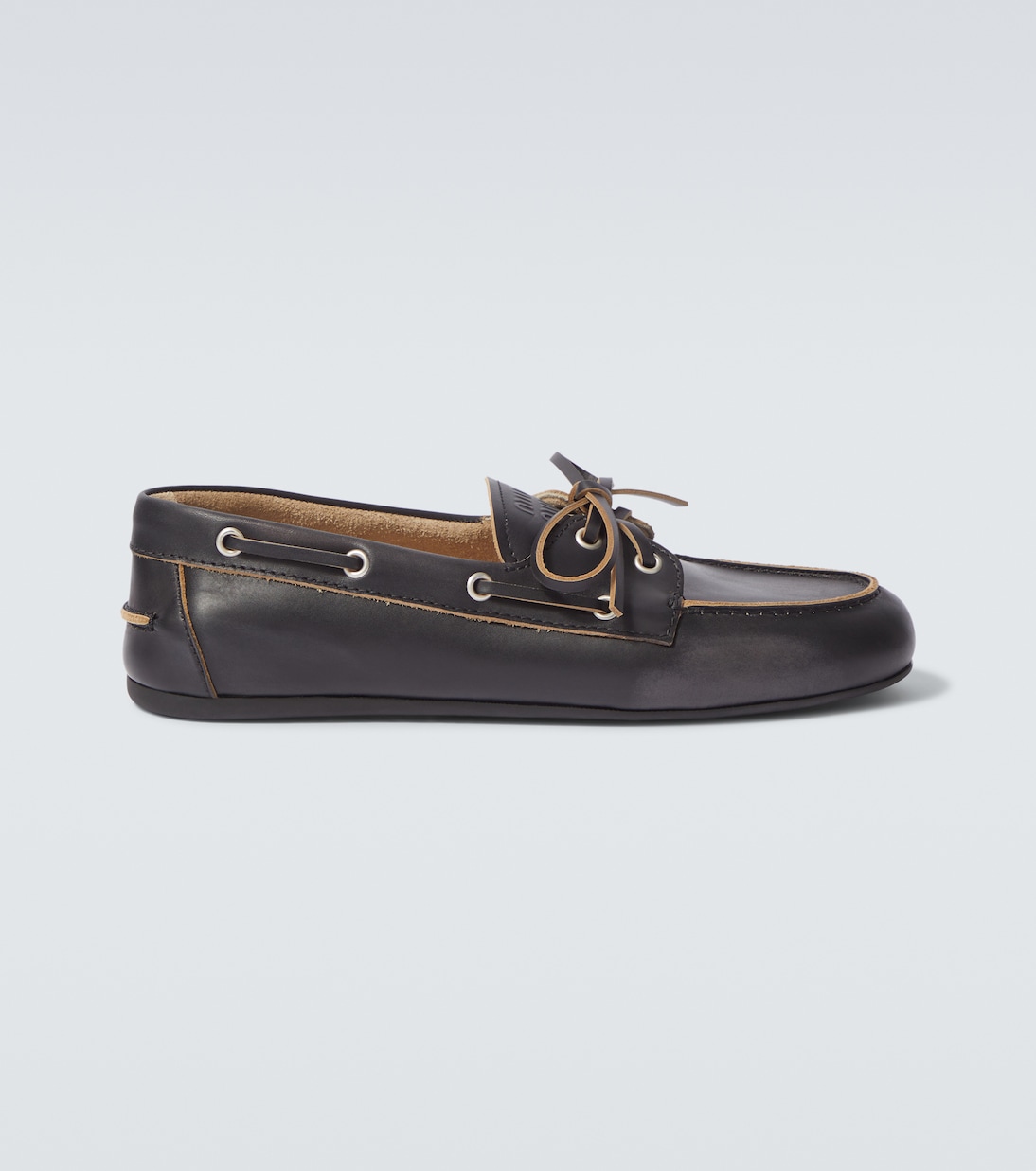 Logo leather boat shoes | Miu Miu