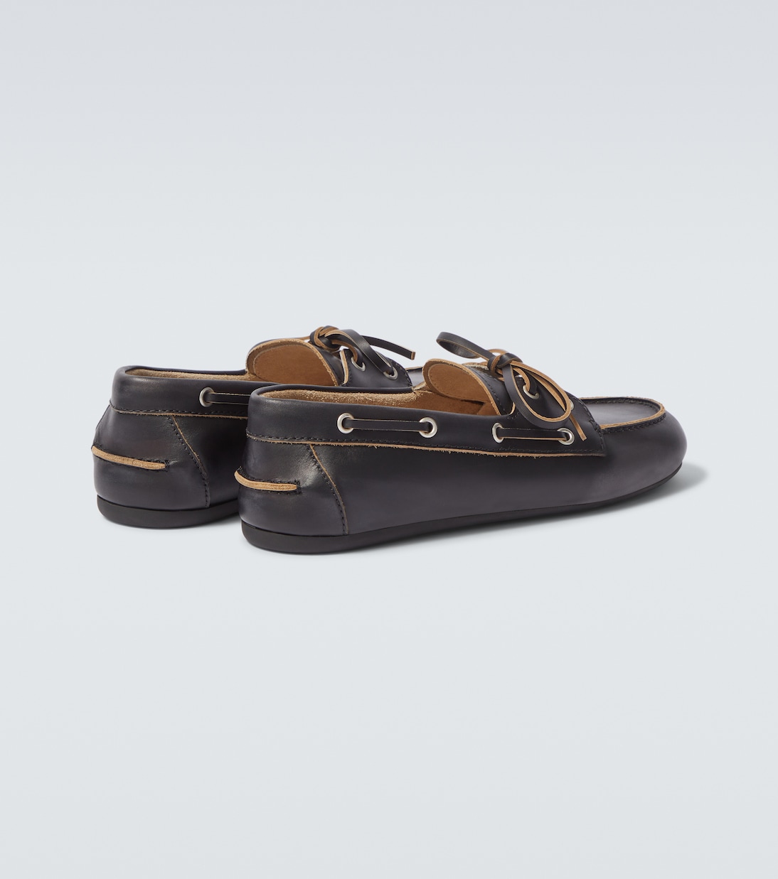Logo leather boat shoes | Miu Miu