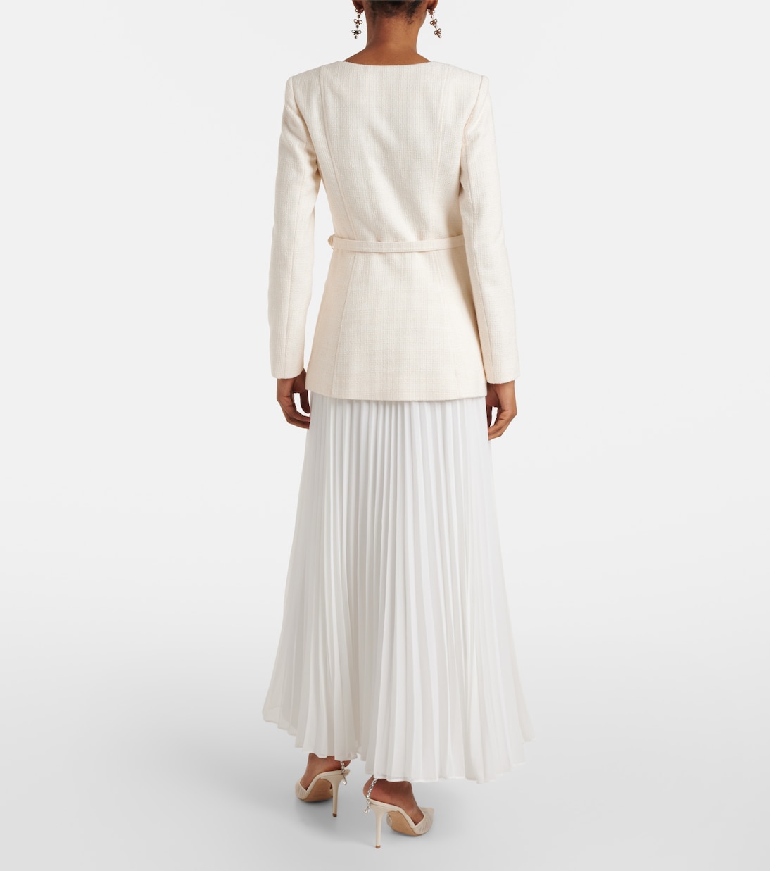 Belted plissé chiffon maxi dress | Self-Portrait
