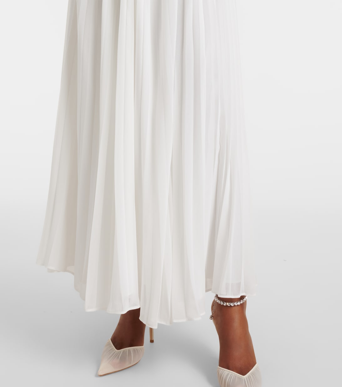 Belted plissé chiffon maxi dress | Self-Portrait