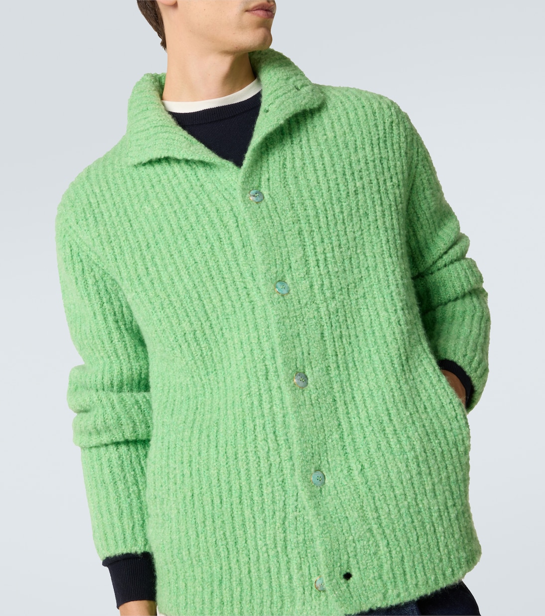 Ribbed-knit cashmere bouclé cardigan | God's True Cashmere