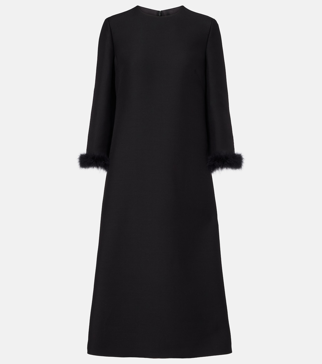 Crepe Couture feather-trimmed midi dress | Valentino