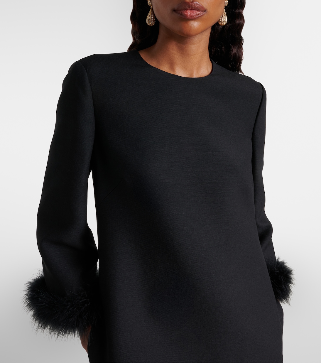 Crepe Couture feather-trimmed midi dress | Valentino