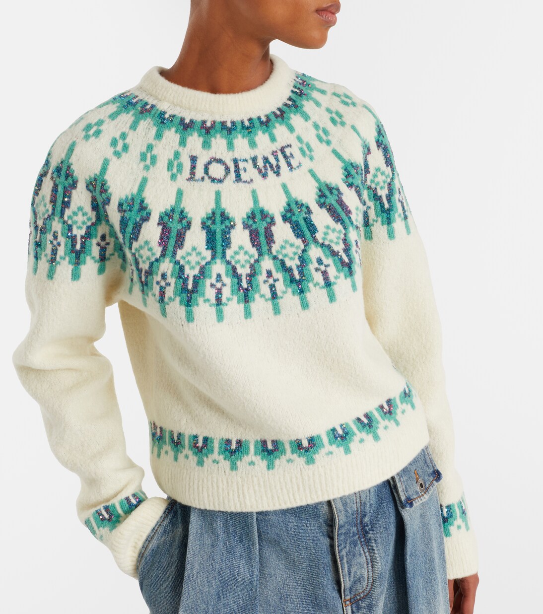 Fair Isle sequined wool-blend sweater | Loewe