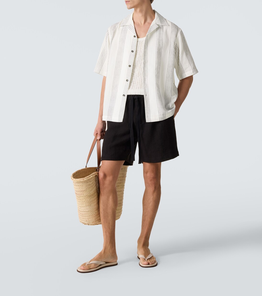 Kantha striped cotton bowling shirt | Commas