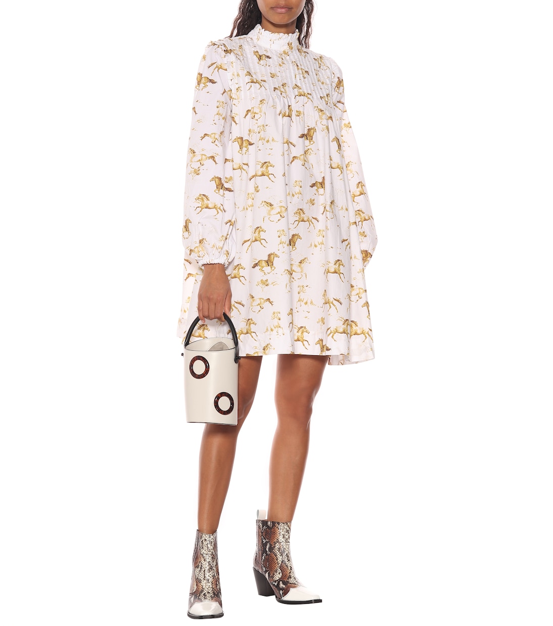 Horse-printed cotton dress | Ganni