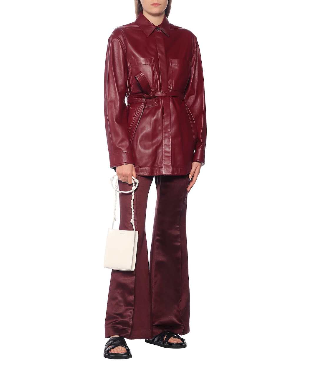 Pantalon évasé Tana en satin de lin mélangé | Joseph