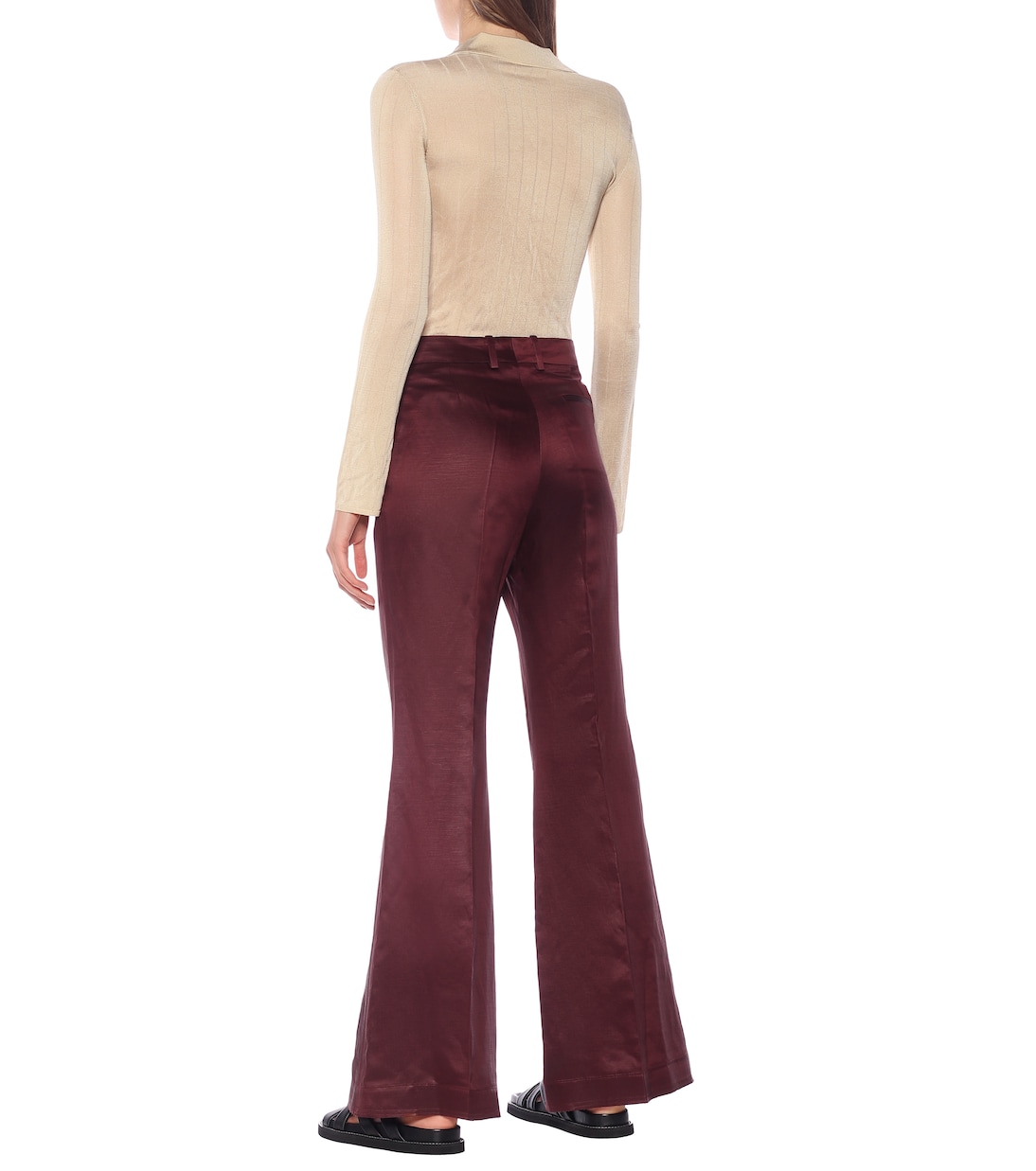 Pantalon évasé Tana en satin de lin mélangé | Joseph