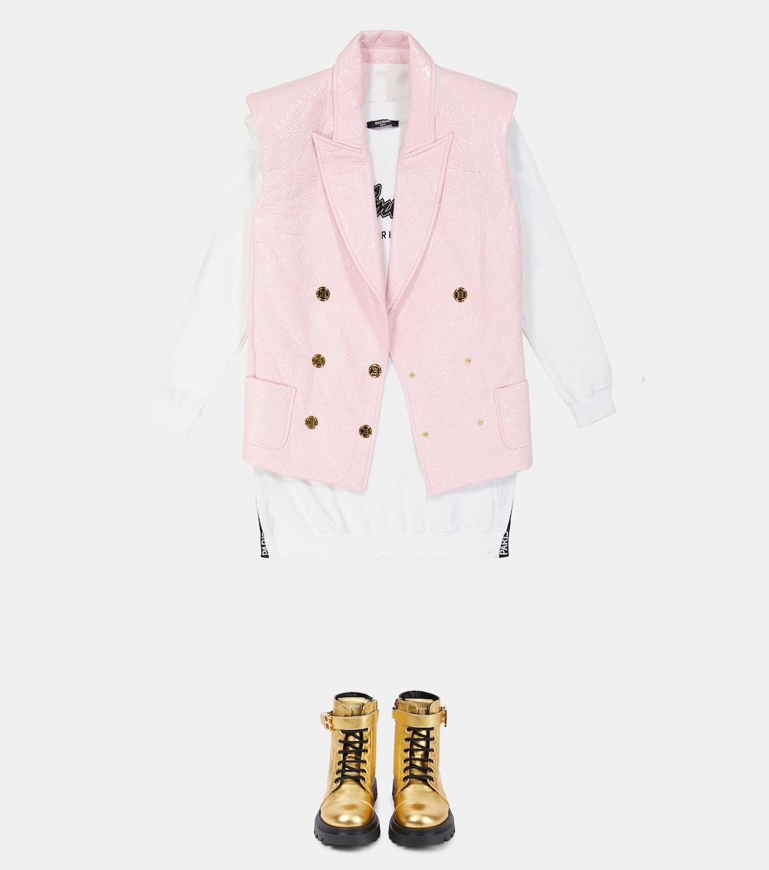Chaleco en mezcla de algodón revestido | Balmain Kids
