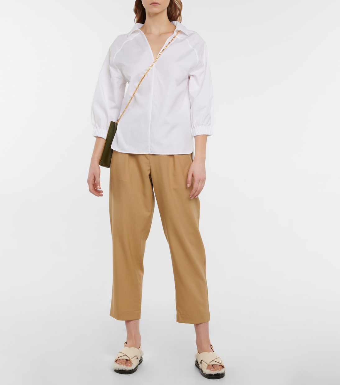 High-rise pleated wool crop pants | Marni