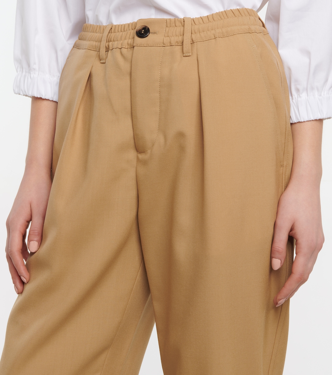 High-rise pleated wool crop pants | Marni