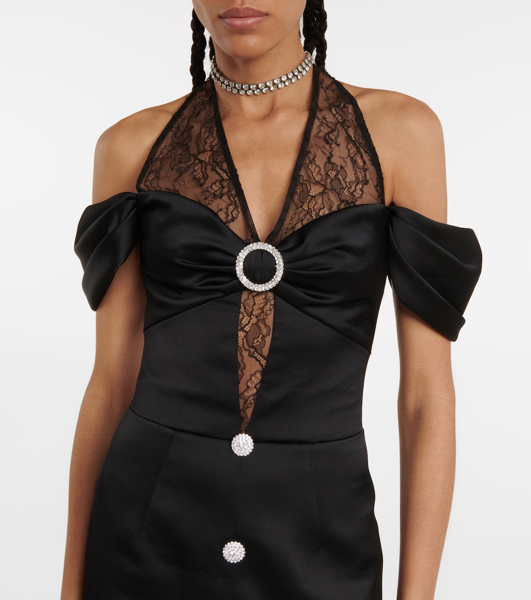 Minikleid aus Satin mit Spitze | Rasario