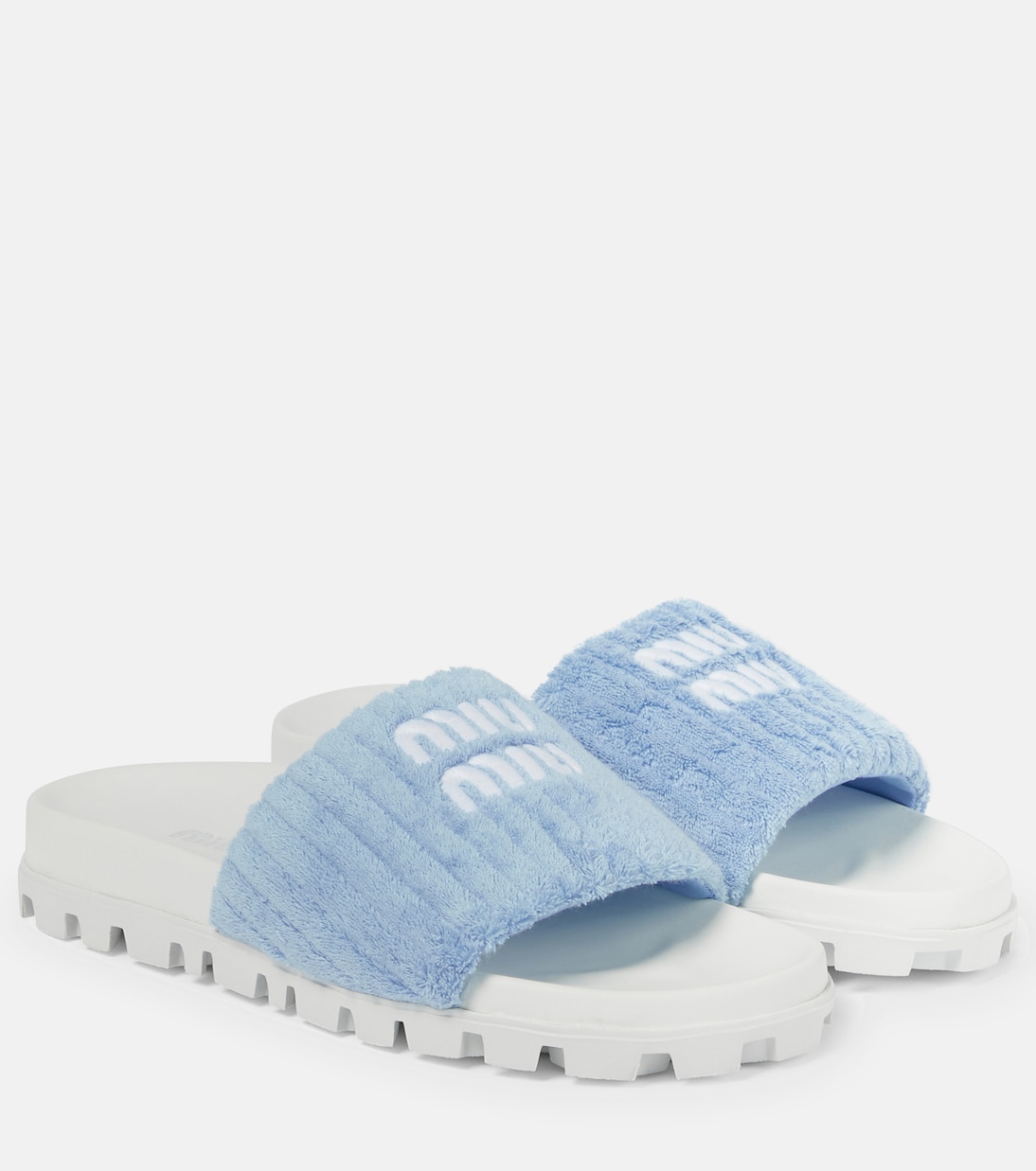 Logo embroidered terry slides | Miu Miu