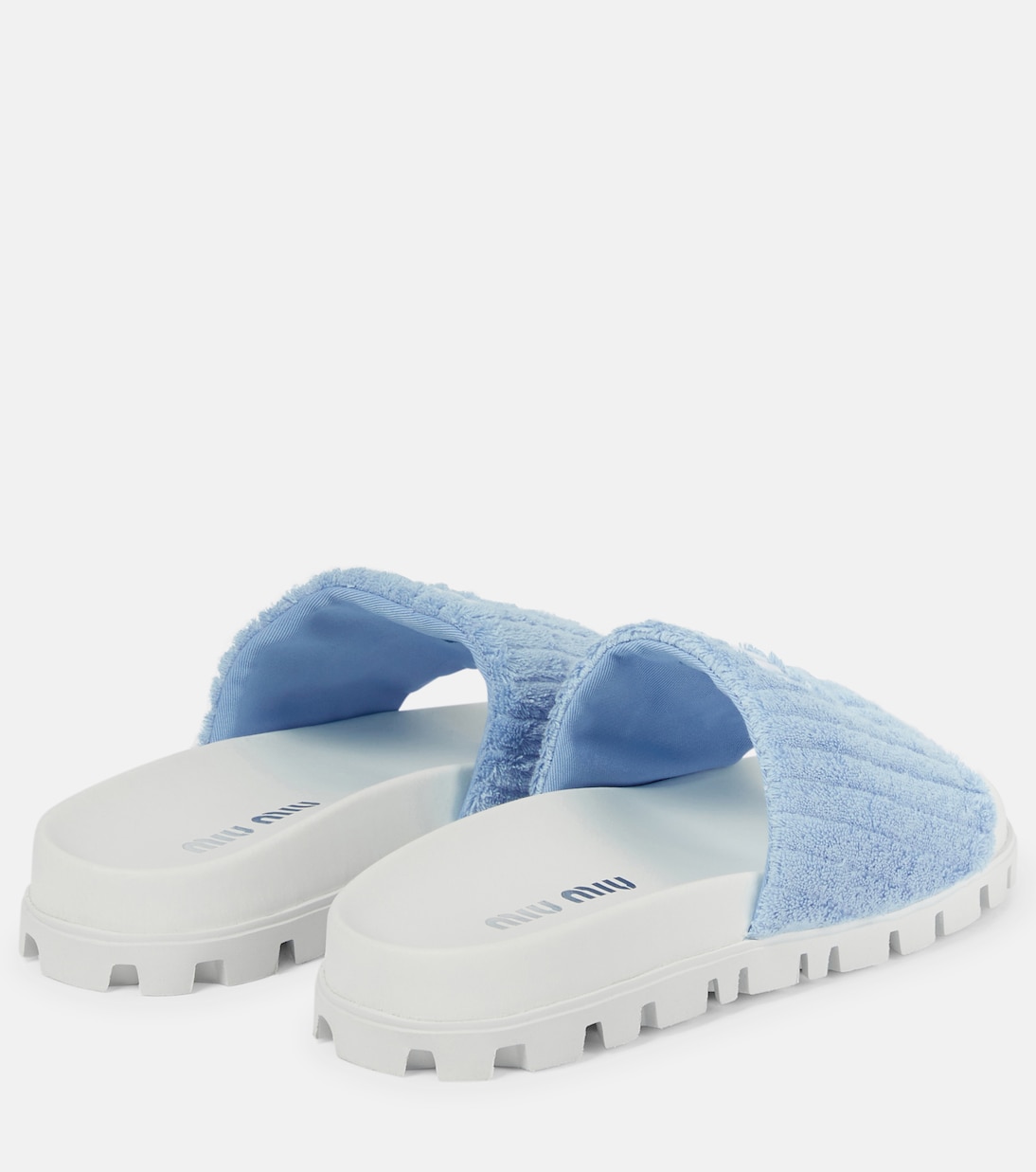 Logo embroidered terry slides | Miu Miu