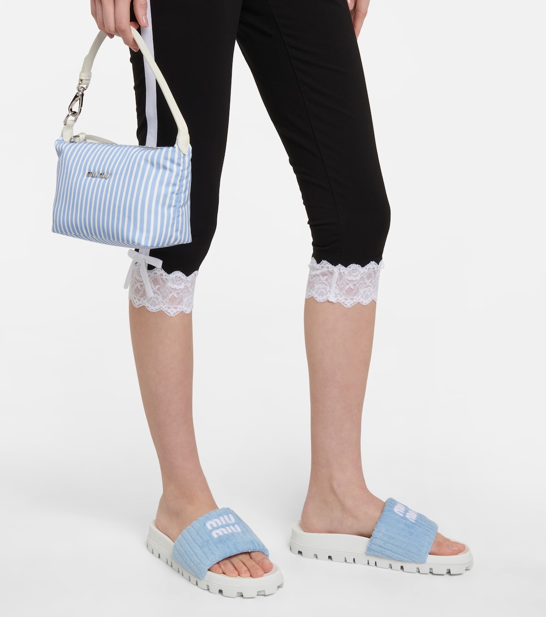 Logo embroidered terry slides | Miu Miu