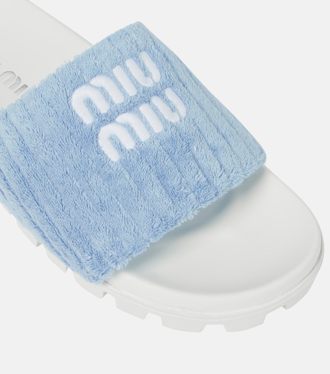 Logo embroidered terry slides | Miu Miu