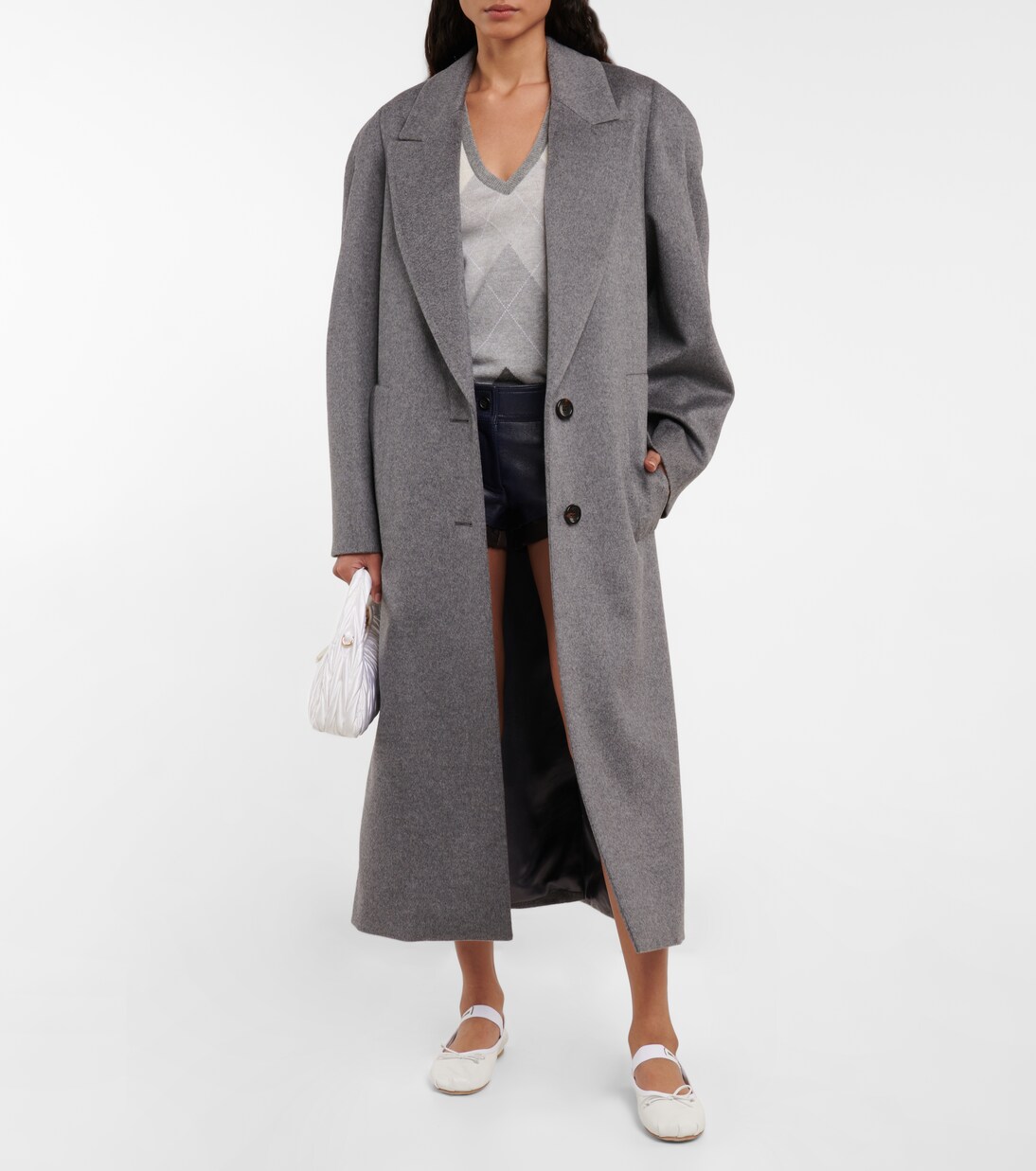 Wool and cashmere coat in grey - Miu Miu | Mytheresa