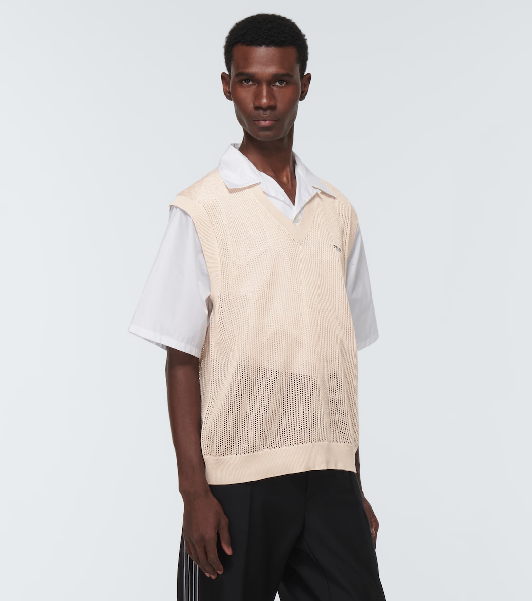 Gilet in mesh di cotone e seta | Prada