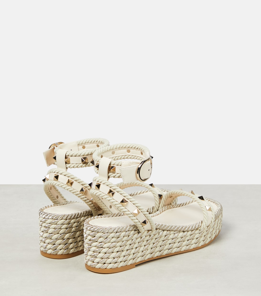 Rockstud leather wedge espadrilles | Valentino Garavani