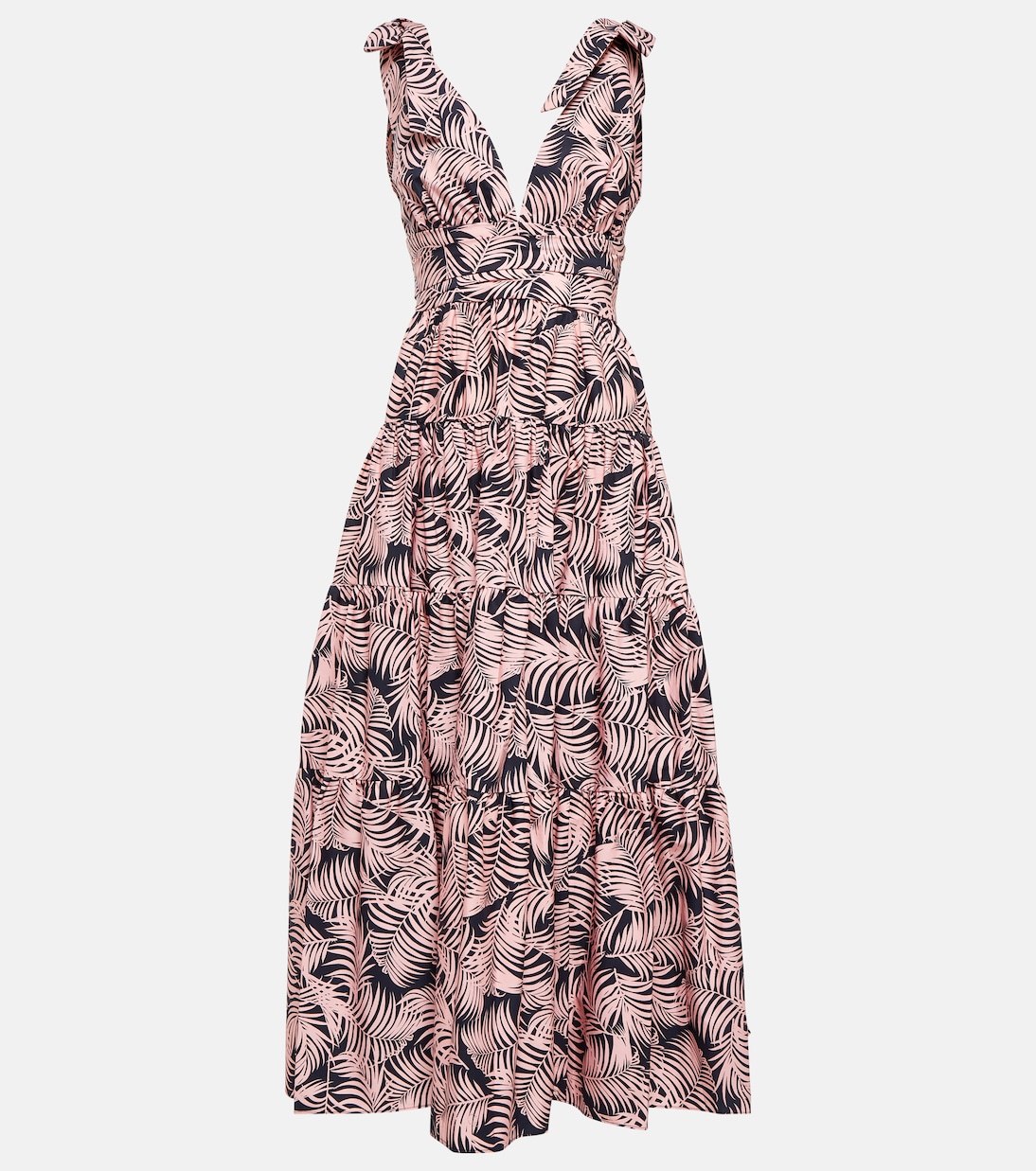 Tiered cotton-blend midi dress | Carolina Herrera